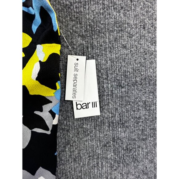 Bar III Women's Ssize Medium Navy  multi color  Sheer Lined Printed Scoop Neck C - Picture 4 of 8